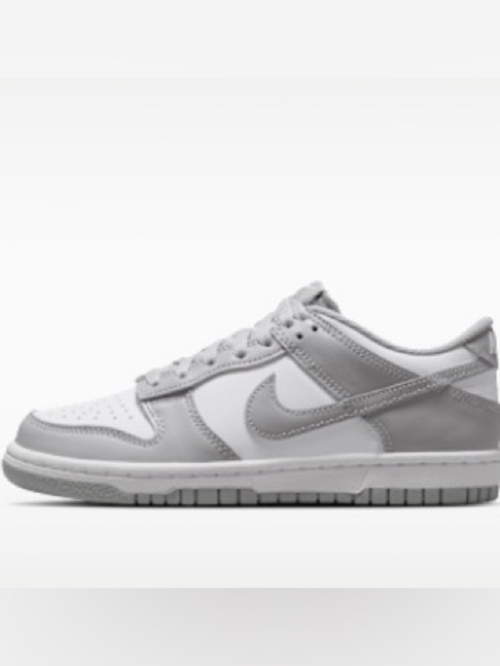 Kids Nike Dunk Low Retro Grey Fog Gray & White Sneakers